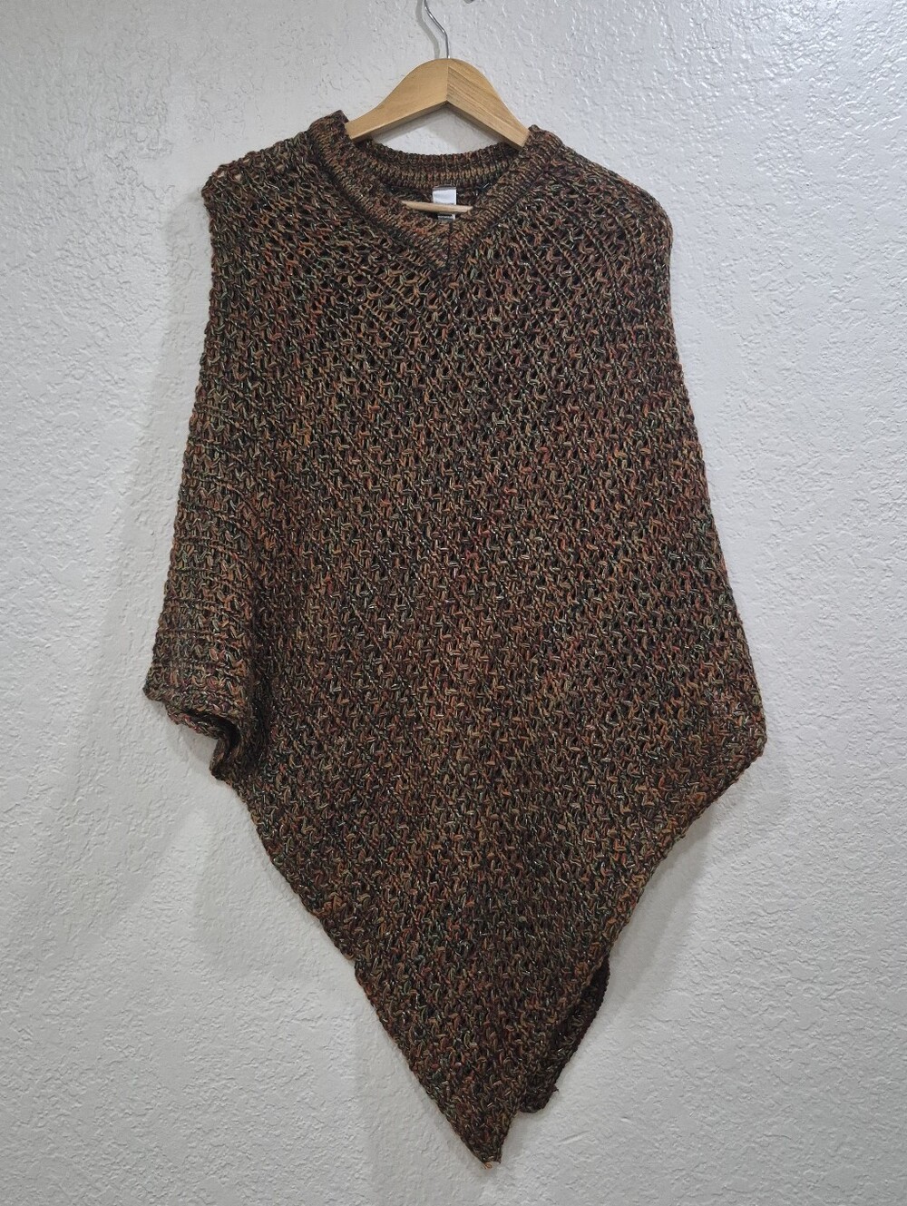 Chico's Metallic Knit Poncho | Multicolor Shimmer Cape Wrap (OS) - Picture 2 of 8